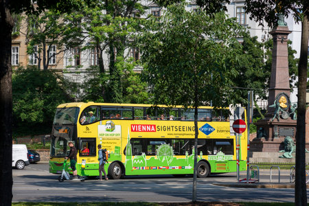 Vienna, Austria - June 19, 2023: Tourist bus on the street in Viennaのeditorial素材