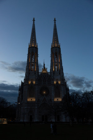 Vienna, Austria - June 20, 2023: The Votivkirche, Vienna, Austria. Is a neo-Gothic style church.のeditorial素材