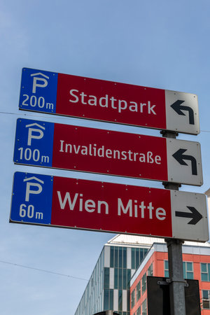 Street direction sign in Viennaの写真素材