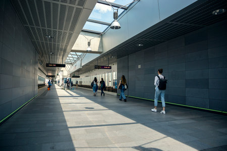 Vienna, Austria - June 14, 2023: Interior of a metro station in Vienna