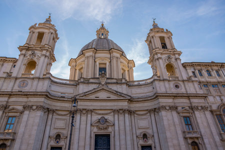 Rome, Italy - August 16, 2019: Basilica of Saint Agnes on Piazza Navona in the center of Rome