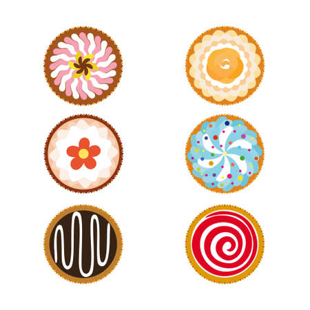 Set of cupcakes icons isolated over white background.