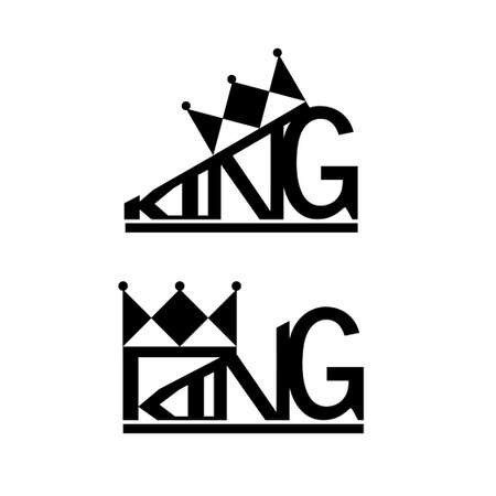 Crown and king logo original design typography template isolated over white background.のイラスト素材