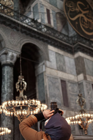 Blue Mosque interior. Also know as the Sultan Ahmed Mosquei n Istanbul, Turkeyの写真素材