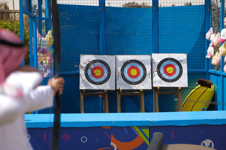 Archery Target Practice in Saudi Arabiaの写真素材