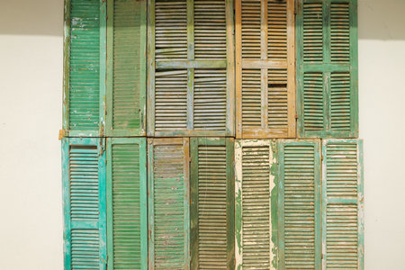 Vintage Wooden Window Shutters.の写真素材