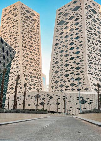 Modern Geometric Architecture at King Abdullah Financial Districtの写真素材