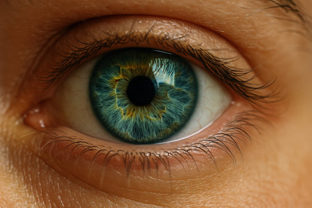 Image Macro Shot of a Green and Amber Human Eye