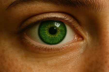 AI Image Close-Up of Human Eye with Vivid Green Irisの写真素材