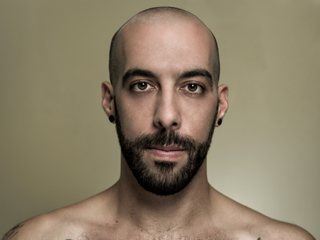 mixed arab man head shot portraitの写真素材