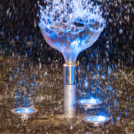 Night show of singing color fountainsの写真素材