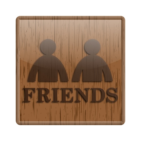 Shiny icon with friends word design on wooden backgroundの写真素材