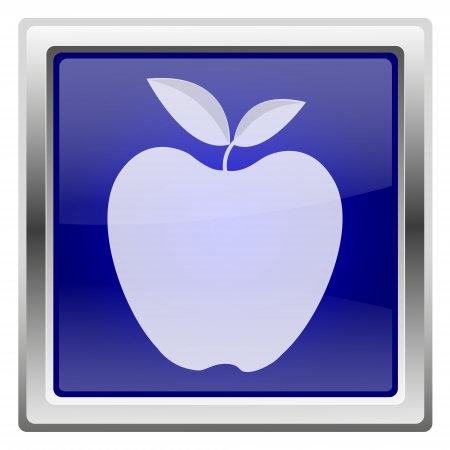 Metallic shiny icon with white design on blue backgroundの写真素材