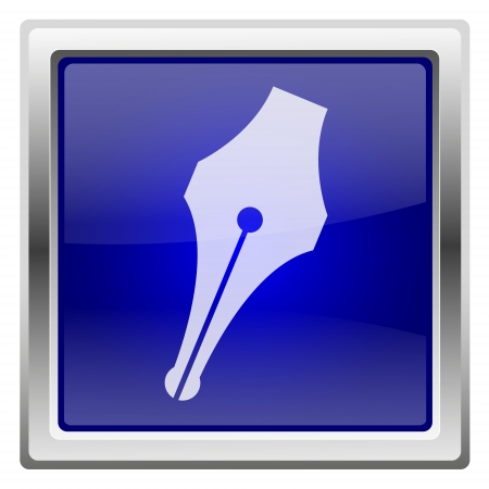 Metallic shiny icon with white design on blue backgroundの写真素材
