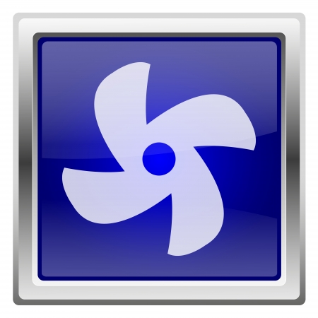 Metallic shiny icon with white design on blue backgroundの写真素材
