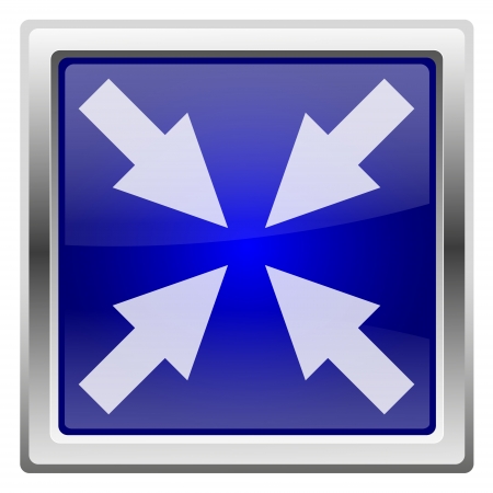 Metallic shiny icon with white design on blue backgroundの写真素材