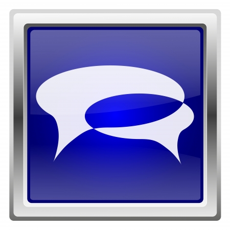 Metallic shiny icon with white design on blue backgroundの写真素材