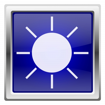 Metallic shiny icon with white design on blue backgroundの写真素材