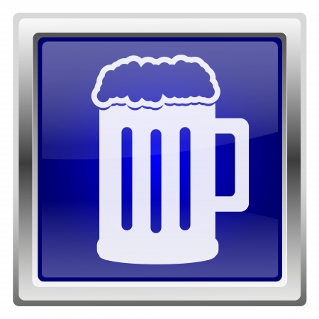 Metallic shiny icon with white design on blue backgroundの写真素材