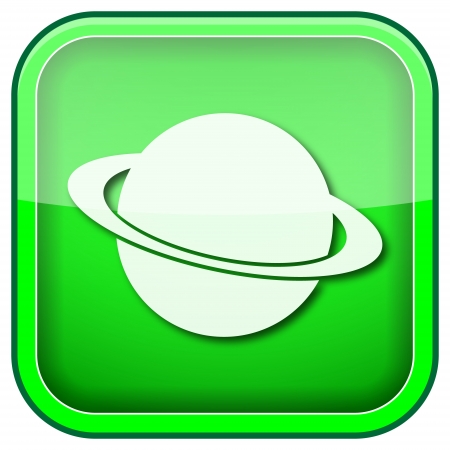 Square shiny icon with white design on green backgroundの写真素材