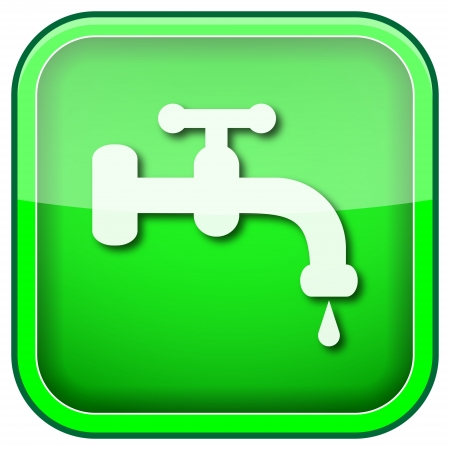 Square shiny icon with white design on green backgroundの写真素材