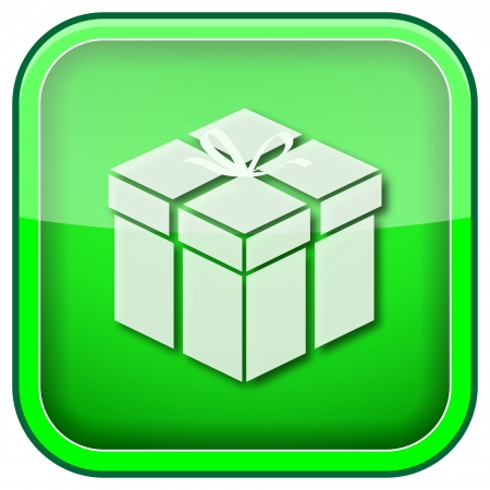 Square shiny icon with white design on green backgroundの写真素材