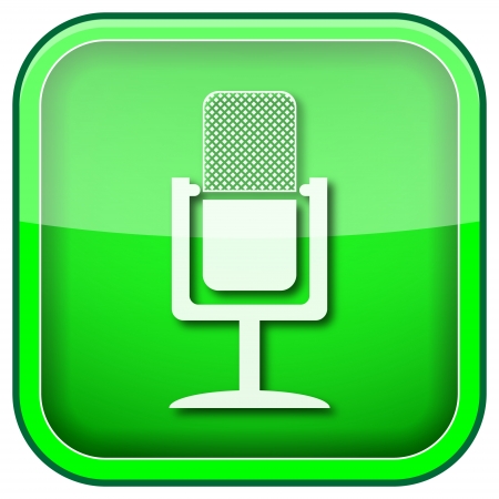 Square shiny icon with white design on green backgroundの写真素材