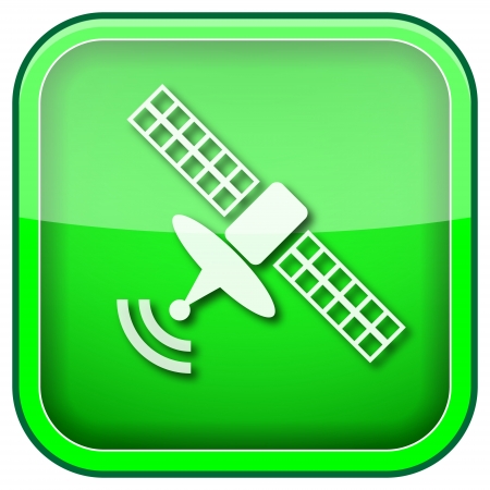 Square shiny icon with white design on green backgroundの写真素材