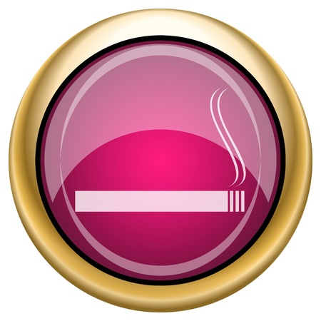 Shiny glossy icon with white design on magenta and gold backgroundの写真素材