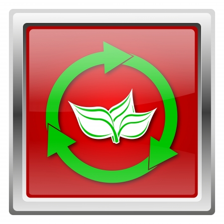 Metallic icon with green design on red backgroundの写真素材