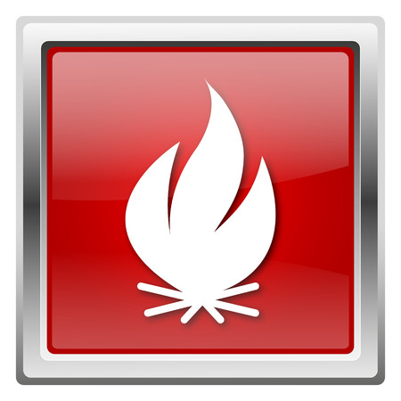 Metallic icon with white design on red backgroundの写真素材