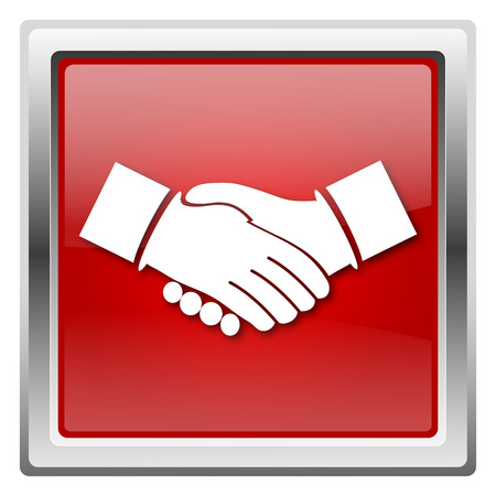 Metallic icon with white design on red backgroundの写真素材