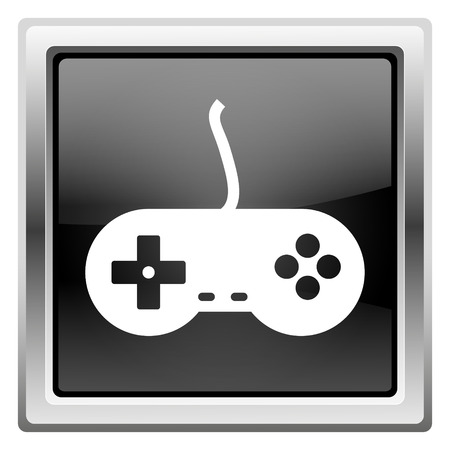 Metallic icon with white design on black backgroundの写真素材