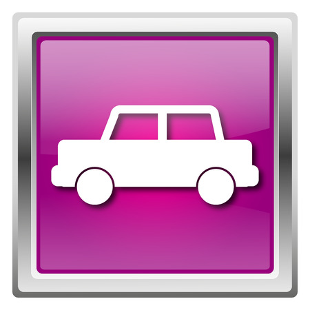 Metallic icon with white design on fuchsia backgroundの写真素材