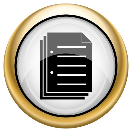 Shiny glossy icon with black design on white and gold backgroundの写真素材
