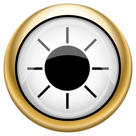 Shiny glossy icon with black design on white and gold backgroundの写真素材