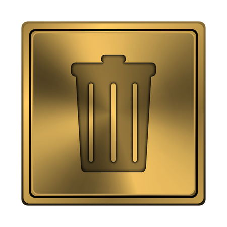 Square metallic icon with carved design on copper backgroundの写真素材