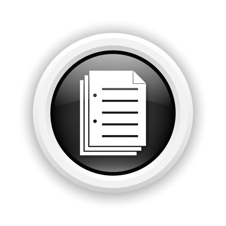 Round plastic icon with white design on black backgroundの写真素材