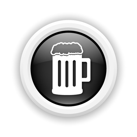 Round plastic icon with white design on black backgroundの写真素材