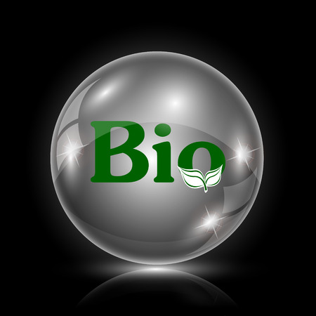 Shiny glossy icon - glass ball on black backgroundのイラスト素材