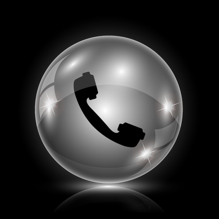 Shiny glossy icon - glass ball on black backgroundのイラスト素材