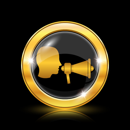Golden shiny icon on black background - internet buttonのイラスト素材