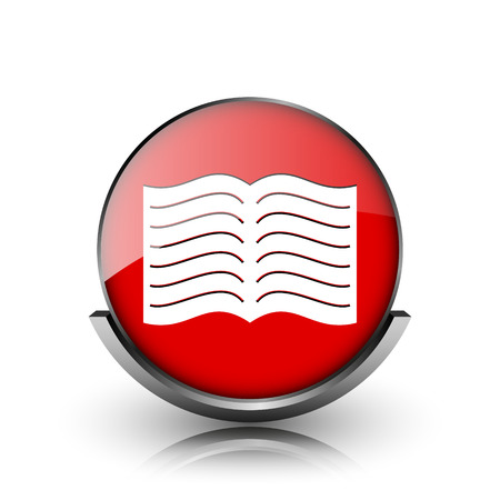Red shiny glossy icon on white backgroundの写真素材