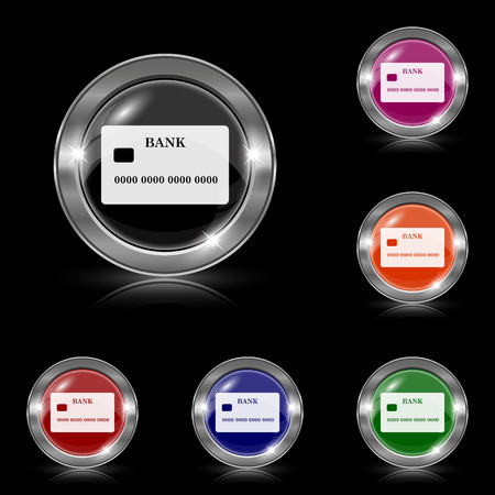 Silver shiny icons - six colors vector setのイラスト素材