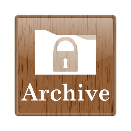 Shiny glossy wooden written archive icon on white backgroundの写真素材