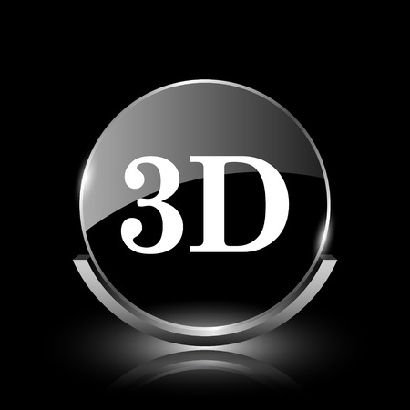 Shiny glossy glass icon on black backgroundの写真素材