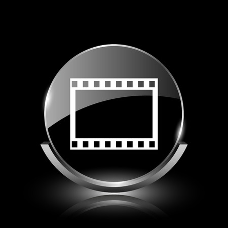 Shiny glossy glass icon on black backgroundの写真素材