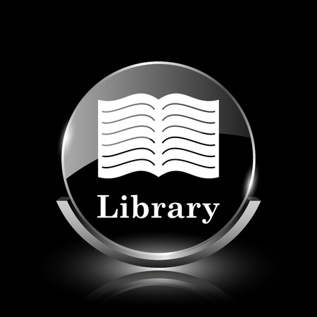 Shiny glossy glass icon on black backgroundの写真素材