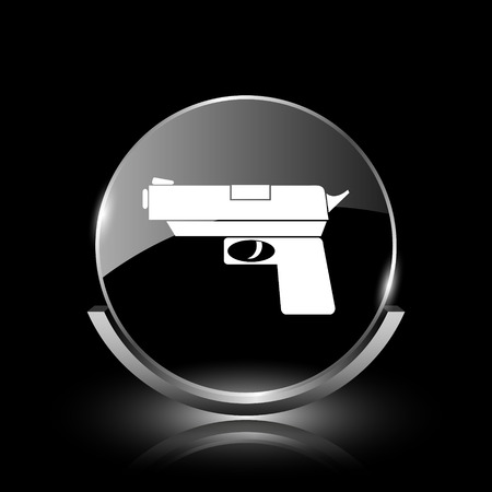 Shiny glossy glass icon on black backgroundの写真素材