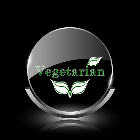 Shiny glossy glass icon on black backgroundの写真素材